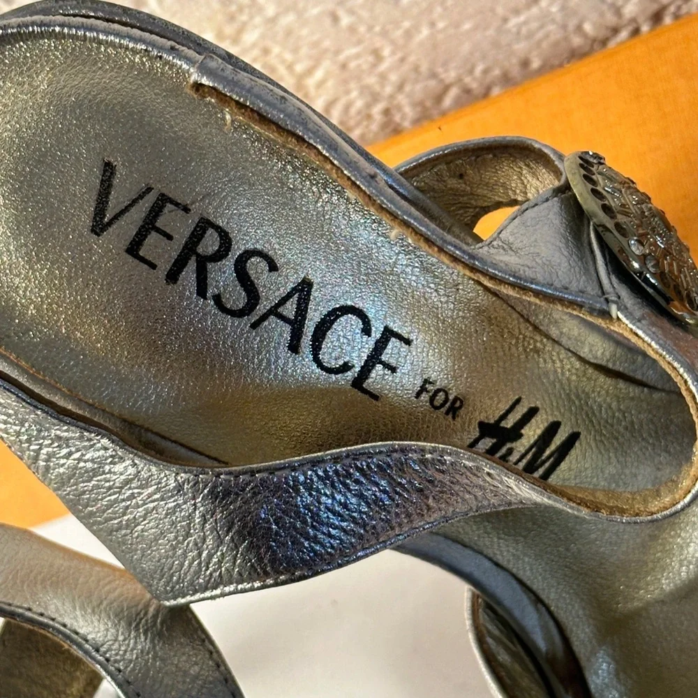Versace Metallic Silver Heels - Picture 6 of 12